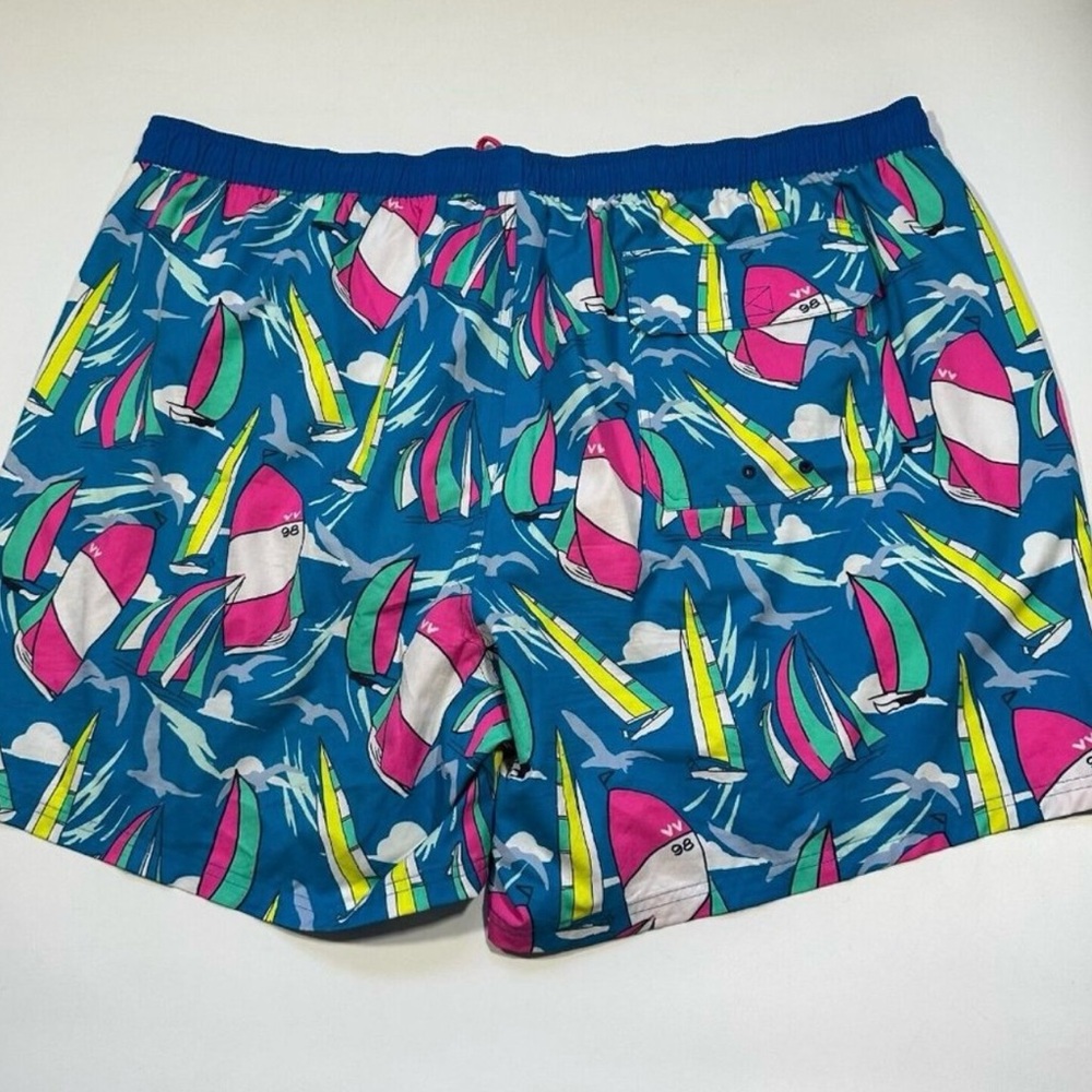 Vineyard Vines Mens Chappy Swim Trunks Shorts All Over Print Sailboat Blue 4XB
